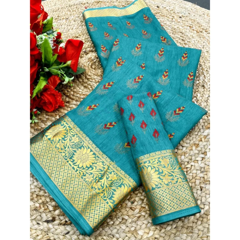 BSB98-SANW1066-Main-1000x1000-1.webp Generic Women's Digital Dolla Silk Printed Saree With Unstitched Blouse 5.5Mtr (Sky Blue)
