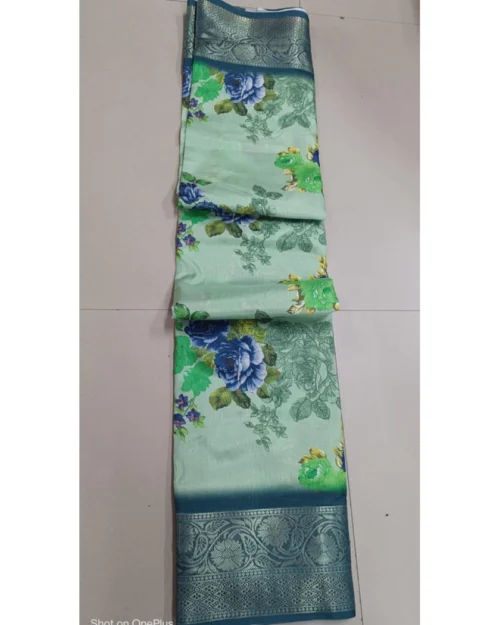 Generic Women's Digital Dolla Silk Printed Saree With Unstitched Blouse 5.5Mtr (Green)