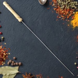 Barbeque-Stick-4.jpg Stainless Steel BBQ Skewers � Reusable Grilling Sticks with Wooden Handle