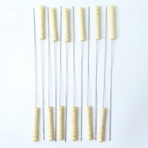 Barbeque-Stick-7.jpg Stainless Steel BBQ Skewers � Reusable Grilling Sticks with Wooden Handle