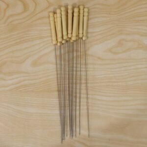 Barbeque-Stick-8.jpg Stainless Steel BBQ Skewers � Reusable Grilling Sticks with Wooden Handle