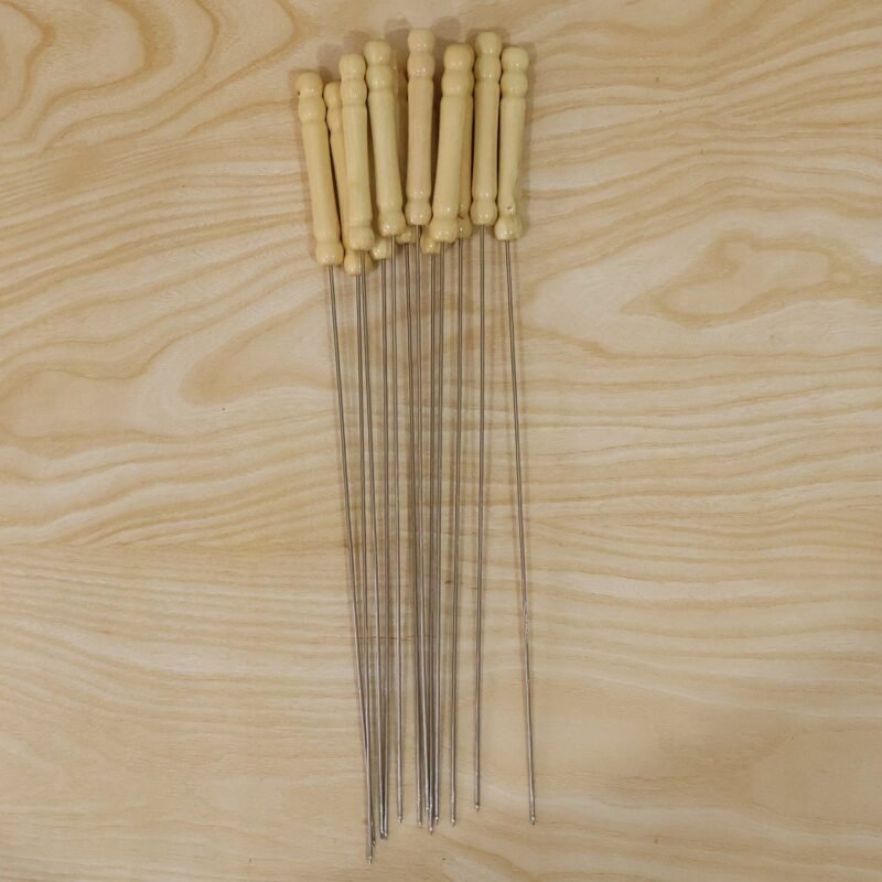 Barbeque-Stick-8.jpg Stainless Steel BBQ Skewers � Reusable Grilling Sticks with Wooden Handle