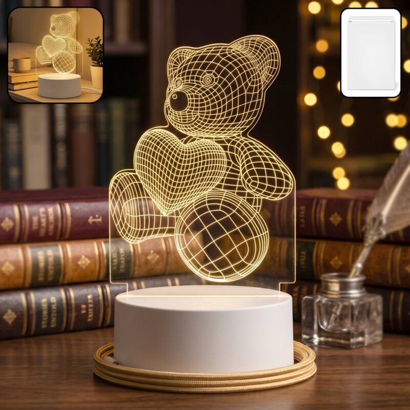Bear-LED-Lamp-1.jpg 3D Teddy Bear Night Lamp – Captivating Heart Illusion for Kids and Home