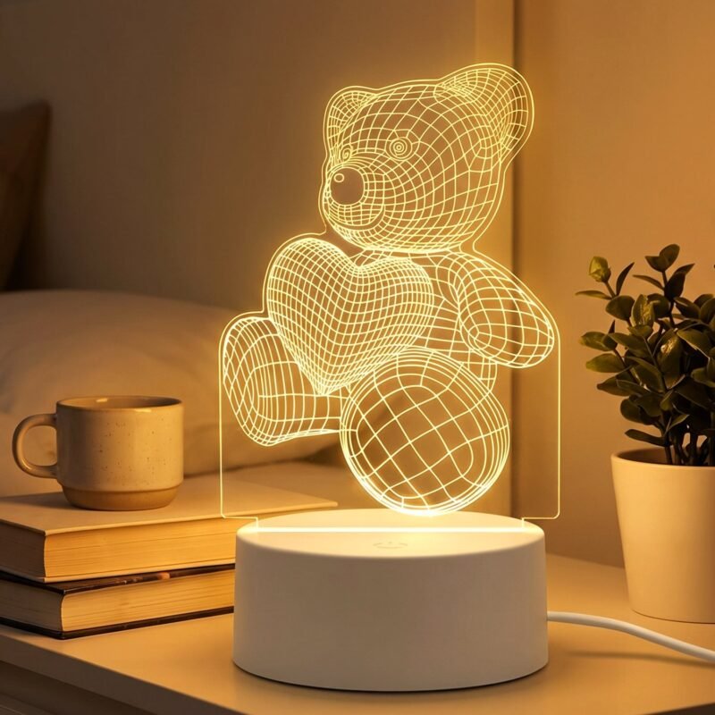Bear-LED-Lamp-3.jpg 3D Teddy Bear Night Lamp – Captivating Heart Illusion for Kids and Home