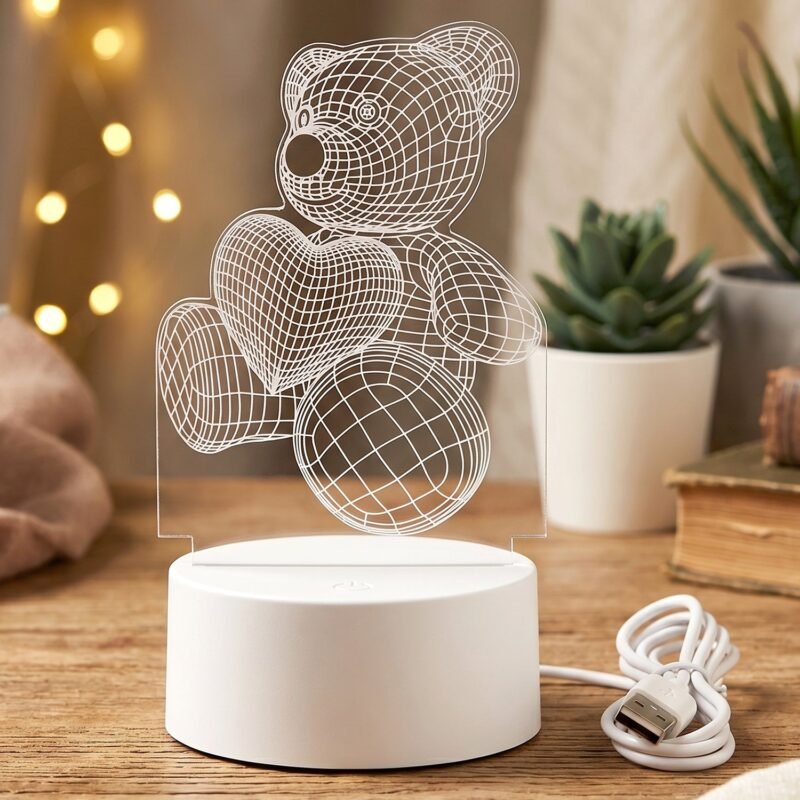 Bear-LED-Lamp-4.jpg 3D Teddy Bear Night Lamp – Captivating Heart Illusion for Kids and Home