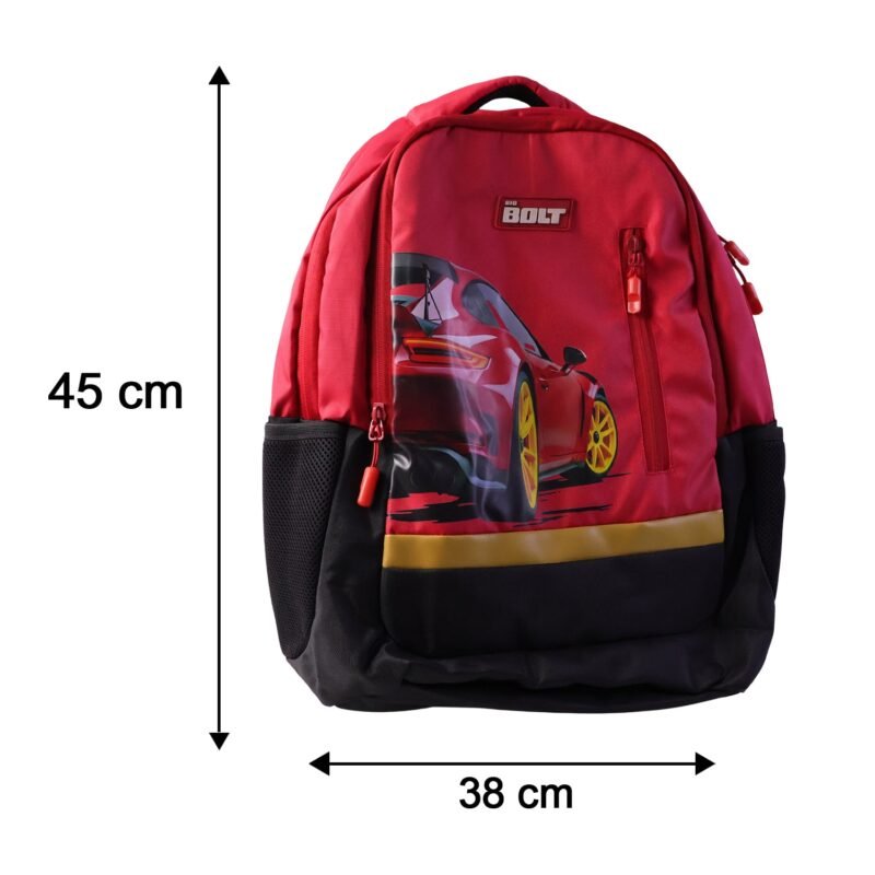 BoltKidsSchoolBag-size.jpg 19-inch Kid�s School Bag � Spacious & Stylish with Car Design