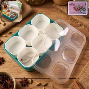 Box-1.jpg Spice Storage Box � 6 Compartments for Easy Kitchen Organization