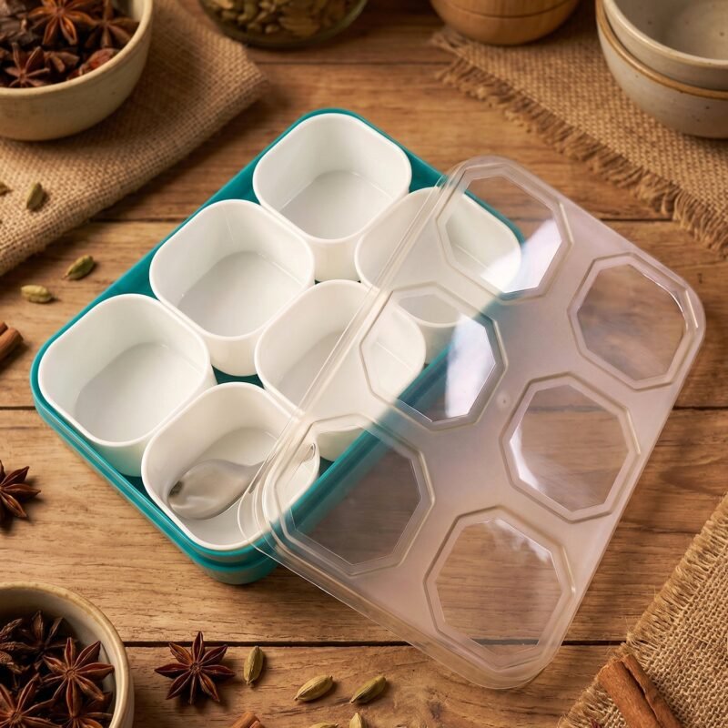 Box-2.jpg Spice Storage Box � 6 Compartments for Easy Kitchen Organization