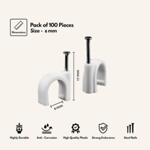 Premium 6mm Cable Management Nail Clips – Easy Wire Organization