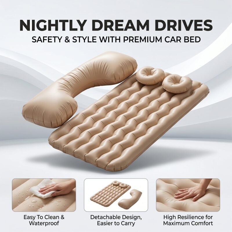 CarAirMattressBed-02.jpg Car Air Mattress � Travel Comfort with Inflatable Pump & Pillows