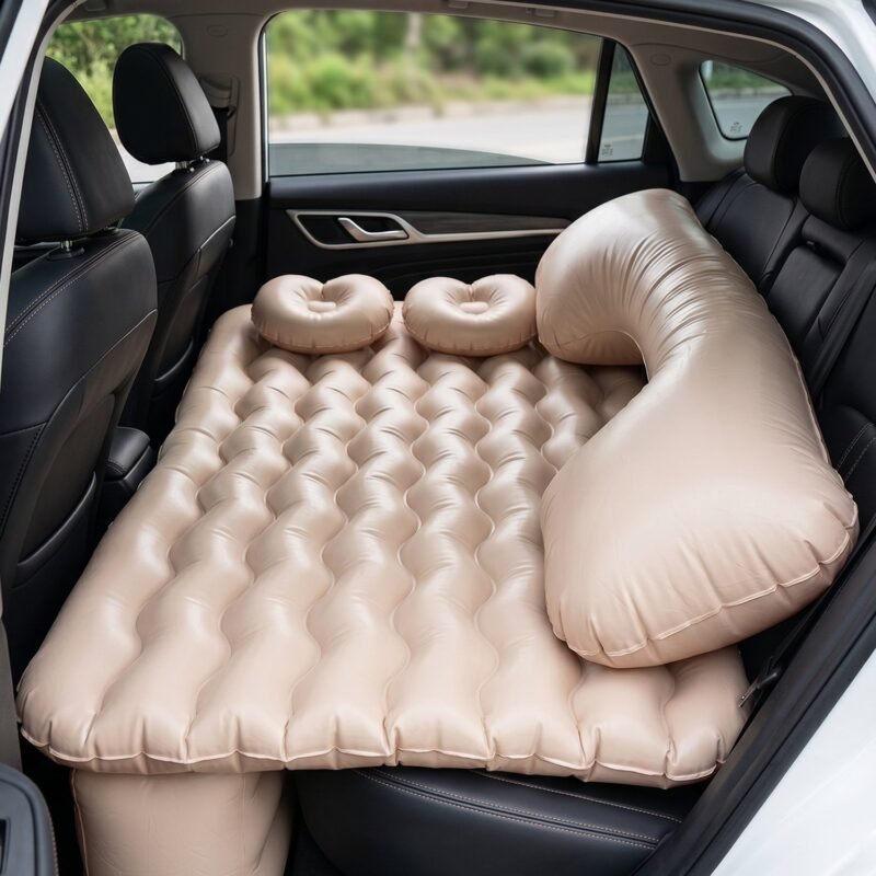 CarAirMattressBed-06.jpg Car Air Mattress � Travel Comfort with Inflatable Pump & Pillows