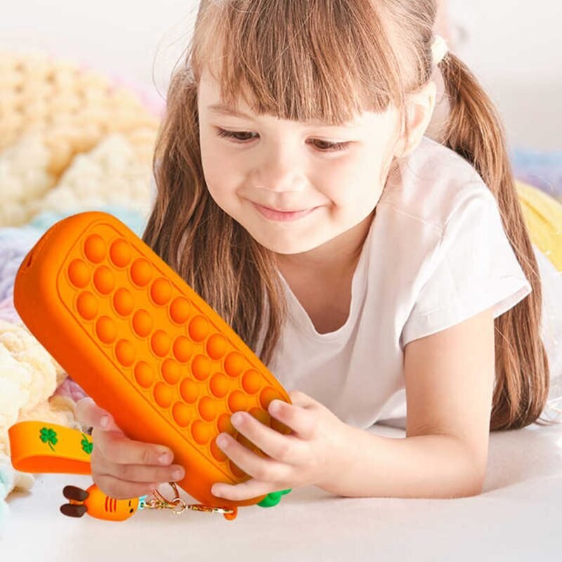 CarrotSiliconePopitPouch-05.jpg Pop It Silicone Pencil Pouch – Stress-Relieving & Spacious Organizer