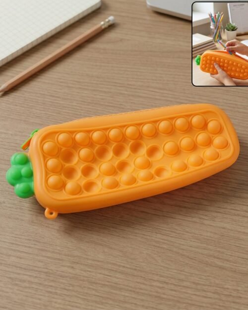 Pop It Silicone Pencil Pouch – Stress-Relieving & Spacious Organizer