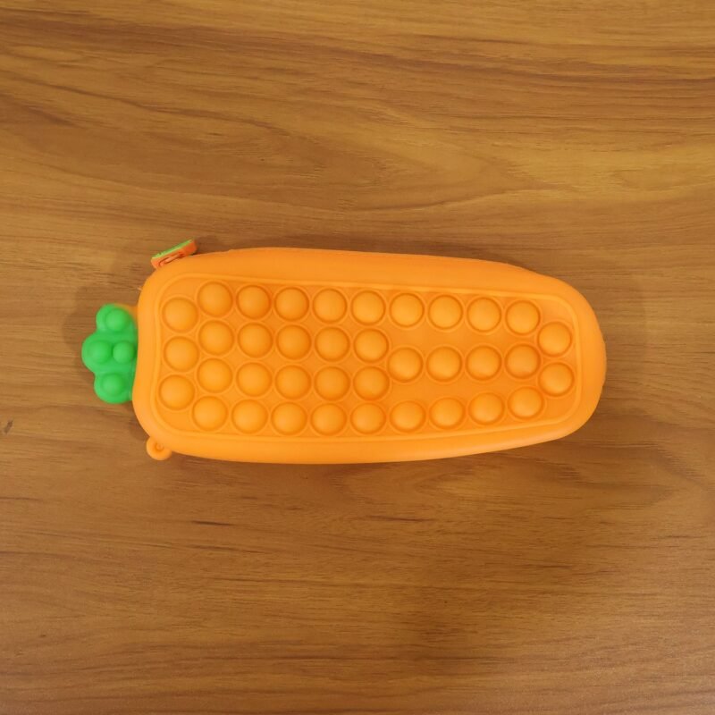 CarrotSiliconePopitPouch-live.jpg Pop It Silicone Pencil Pouch – Stress-Relieving & Spacious Organizer
