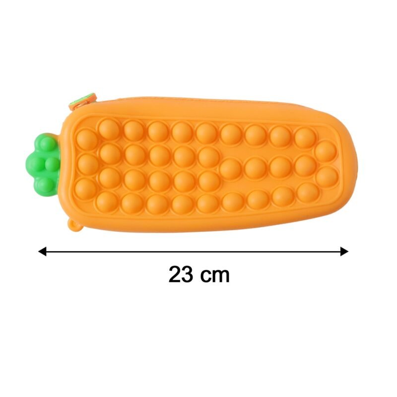 CarrotSiliconePopitPouch-size.jpg Pop It Silicone Pencil Pouch – Stress-Relieving & Spacious Organizer