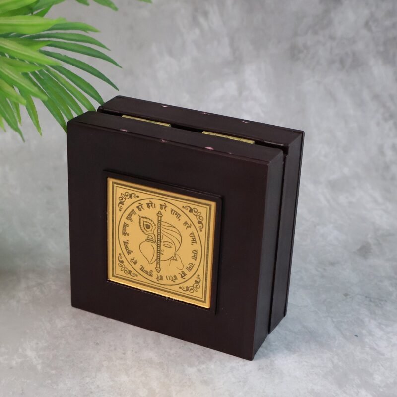 Charan Paduka Gold Finish in Wooden Box – Elegant Pooja Gift
