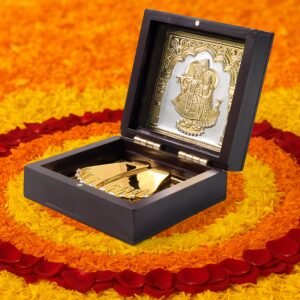 Charan Paduka Gold Finish in Wooden Box – Elegant Pooja Gift