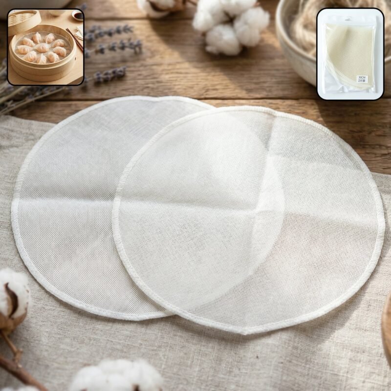 Cotton-Reusable-Liners-for-Bamboo-Steamers-1.jpg Reusable Cotton Steam Cloth – Non-Stick, Eco-Friendly, Easy to Clean