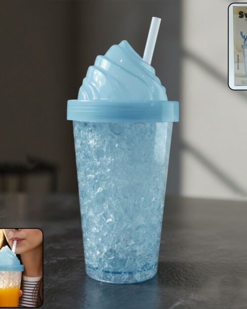 Ice Cream Swirl Sipper Bottle – Stylish 500ML Reusable Tumbler