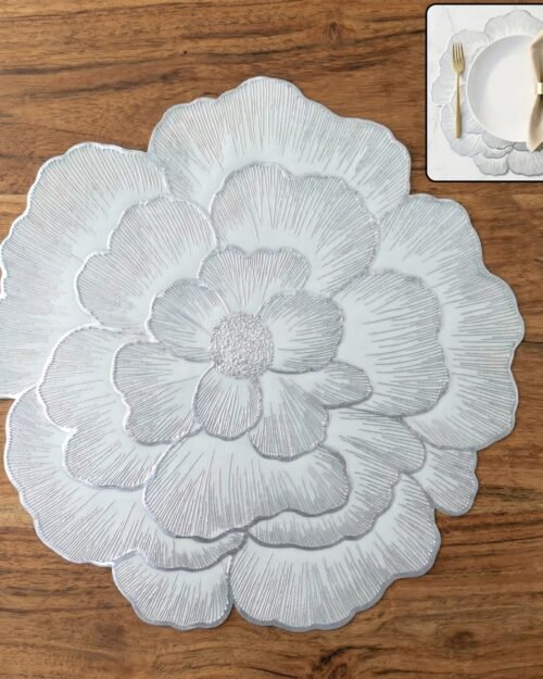 Round Floral PVC Table Mat – Waterproof & Heat Resistant for Dining
