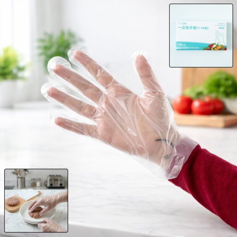 DisposableHandGloves.jpg Disposable plastic hand gloves – lightweight food-safe cover