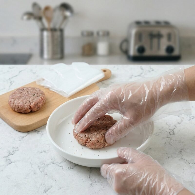 DisposableHandGloves08.jpg Disposable plastic hand gloves – lightweight food-safe cover