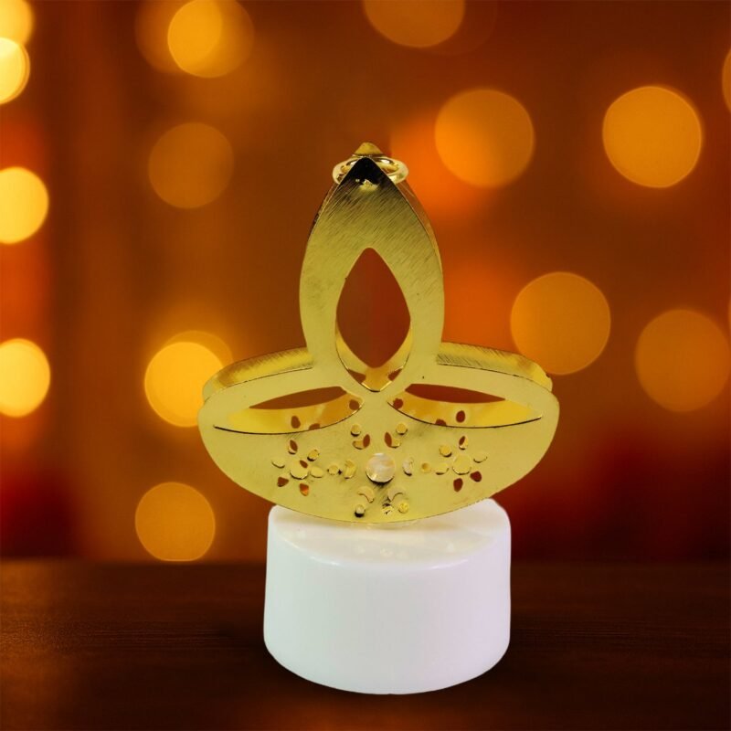 Golden Diya LED Tealight Candles – Safe Flameless Decor Set of 12