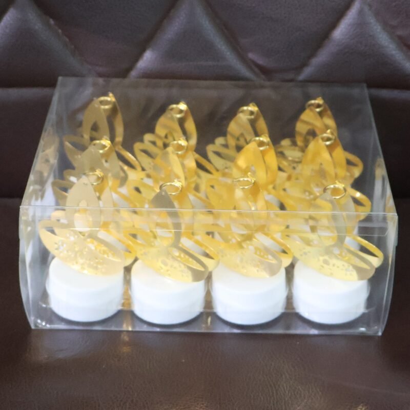 Golden Diya LED Tealight Candles – Safe Flameless Decor Set of 12
