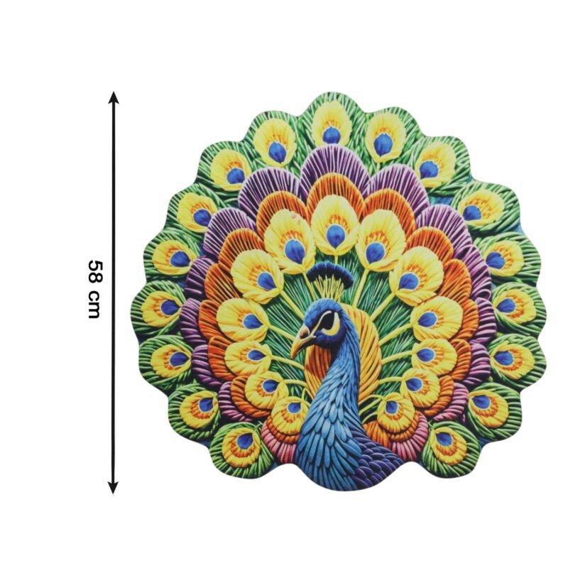 Peacock Design Floor Mat � Vibrant and Soft Home Decor