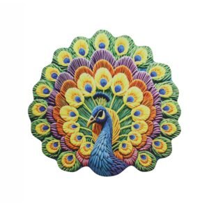 Peacock Design Floor Mat � Vibrant and Soft Home Decor