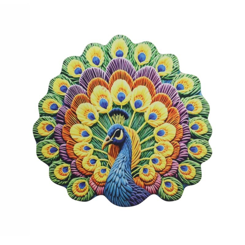Peacock Design Floor Mat � Vibrant and Soft Home Decor