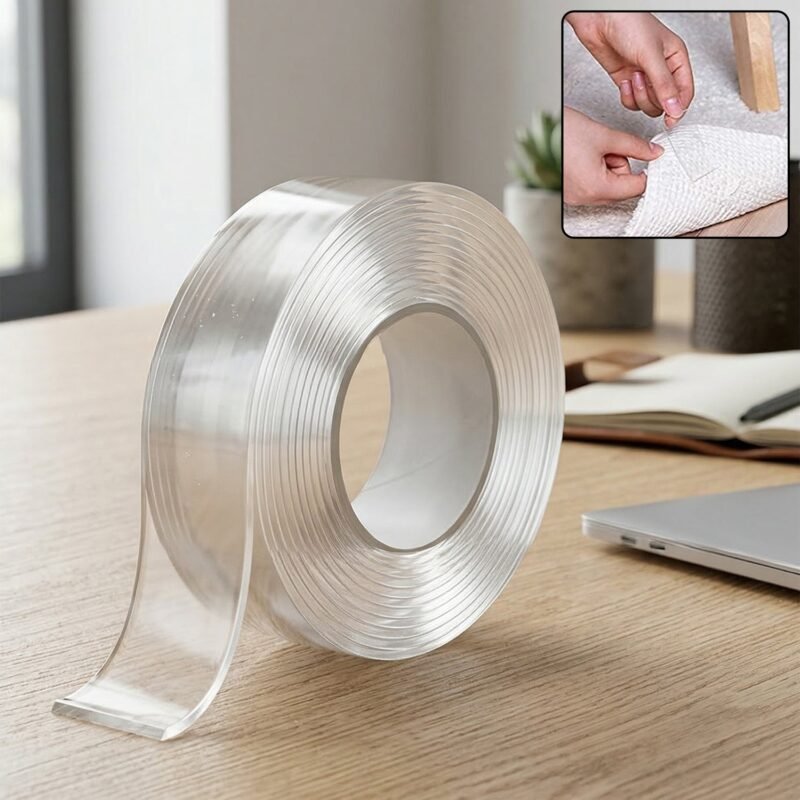 DoubleSidedTape-WOSKU-01.jpg Heavy Duty Transparent Nano Adhesive Tape – Reusable & Strong Grip