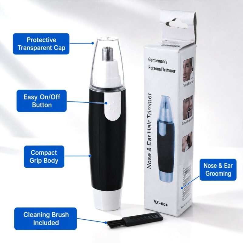 Ear & Nose Hair Trimmer – Painless, Battery-Operated | Calm & Curl