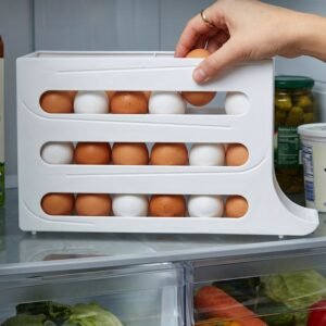 Plastic Egg Storage Organizer � Space-saving fridge tray for neat kitchen organization