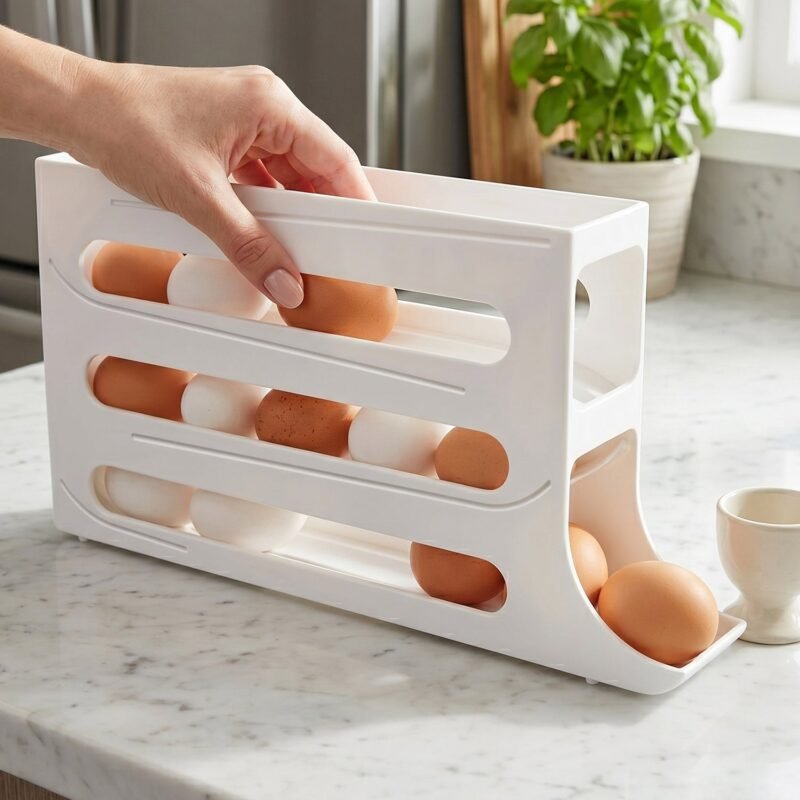 Plastic Egg Storage Organizer � Space-saving fridge tray for neat kitchen organization