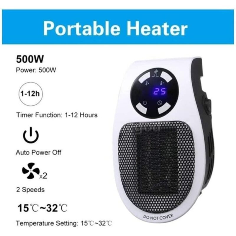 Portable Electric Room Heater – Compact 500W Space Heater for Small Indoor Spaces