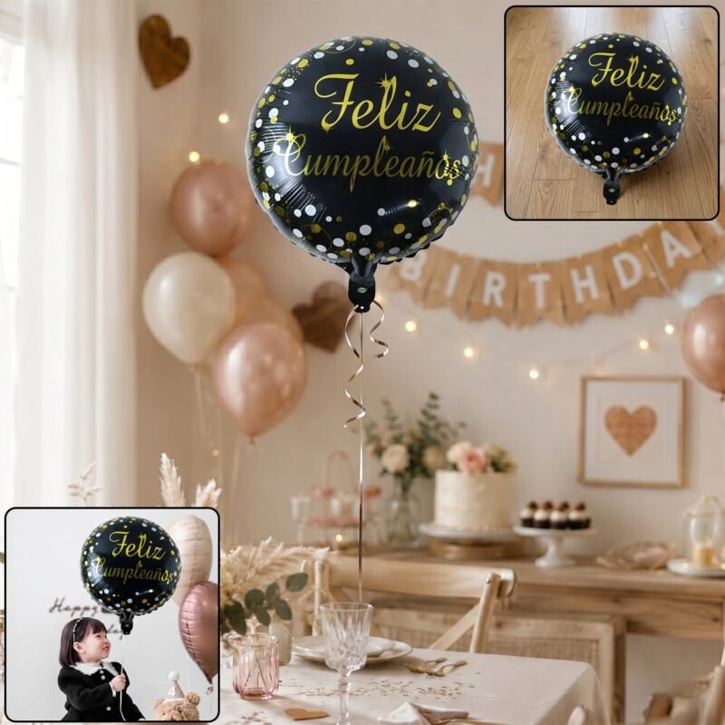 FelizFoilBalloonround004-01.jpg Feliz Cumpleanos Foil Balloon � Bright Party Decor for Birthdays