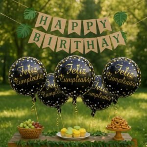 FelizFoilBalloonround004-02.jpg Feliz Cumpleanos Foil Balloon � Bright Party Decor for Birthdays