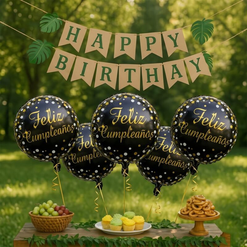 FelizFoilBalloonround004-02.jpg Feliz Cumpleanos Foil Balloon � Bright Party Decor for Birthdays