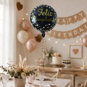 FelizFoilBalloonround004-06.jpg Feliz Cumpleanos Foil Balloon � Bright Party Decor for Birthdays