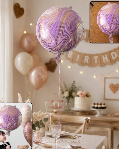 Round Marble Foil Balloon � Bright Party Decoration 15cm