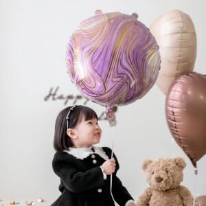 FelizFoilBalloonround005-05.jpg Round Marble Foil Balloon � Bright Party Decoration 15cm