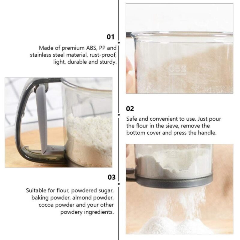 Plastic Flour Sieve Cup – Fine Mesh Filter with Handle for Baking