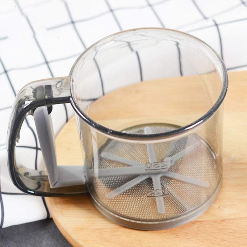Plastic Flour Sieve Cup – Fine Mesh Filter with Handle for Baking