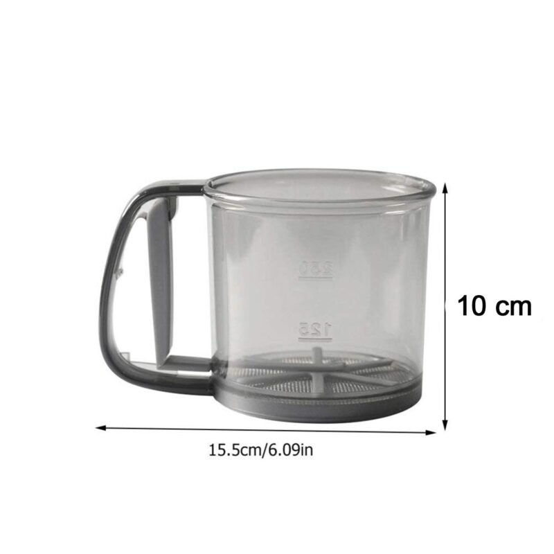 Plastic Flour Sieve Cup – Fine Mesh Filter with Handle for Baking