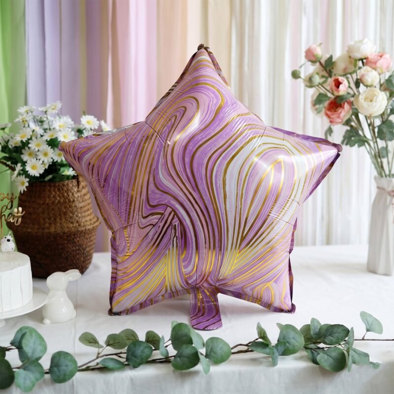 Star Marble Foil Balloon � Bright Party Decor for Celebrations