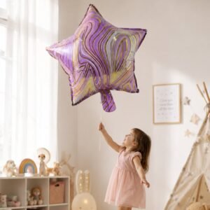 Star Marble Foil Balloon � Bright Party Decor for Celebrations