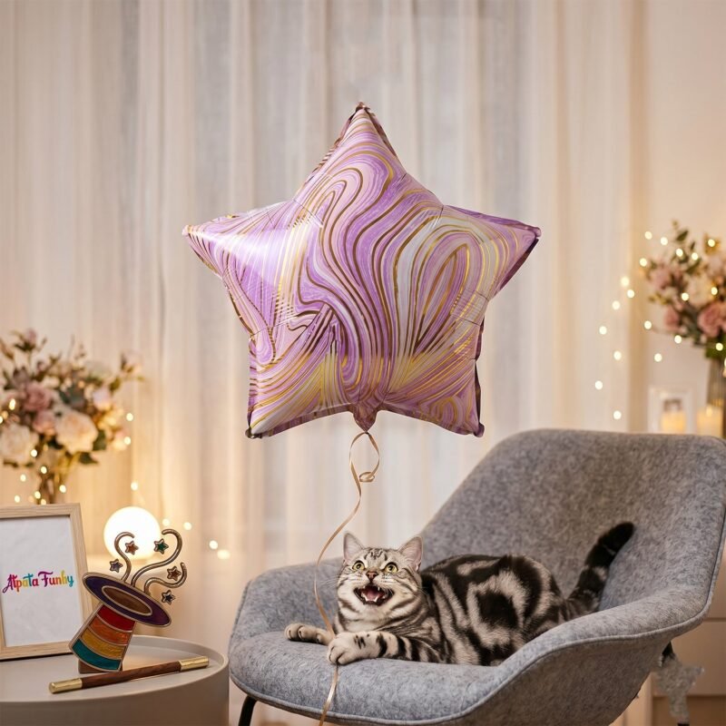 Star Marble Foil Balloon � Bright Party Decor for Celebrations