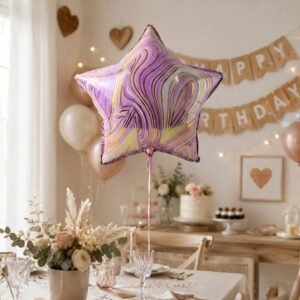 Star Marble Foil Balloon � Bright Party Decor for Celebrations