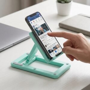 Foldablemobilestand-02.jpg Foldable Mobile Phone Stand � Adjustable & Non-Slip for Comfortable Viewing